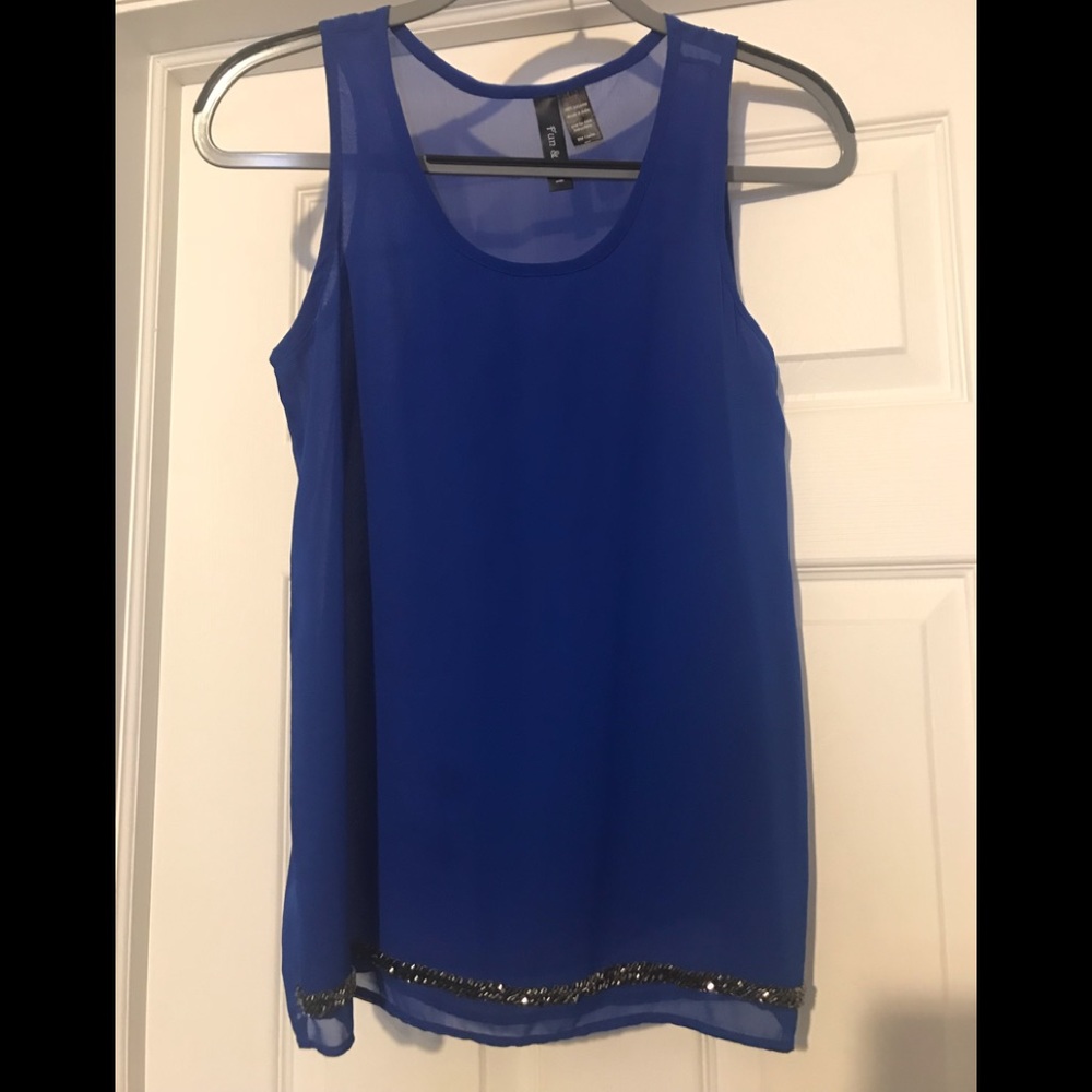 No sleeve royal blue blouse